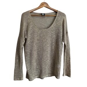 Bobeau Women's Metallic Sparkle Knit Scoop Neck Long Sleeve Sweater‎ Top Size M